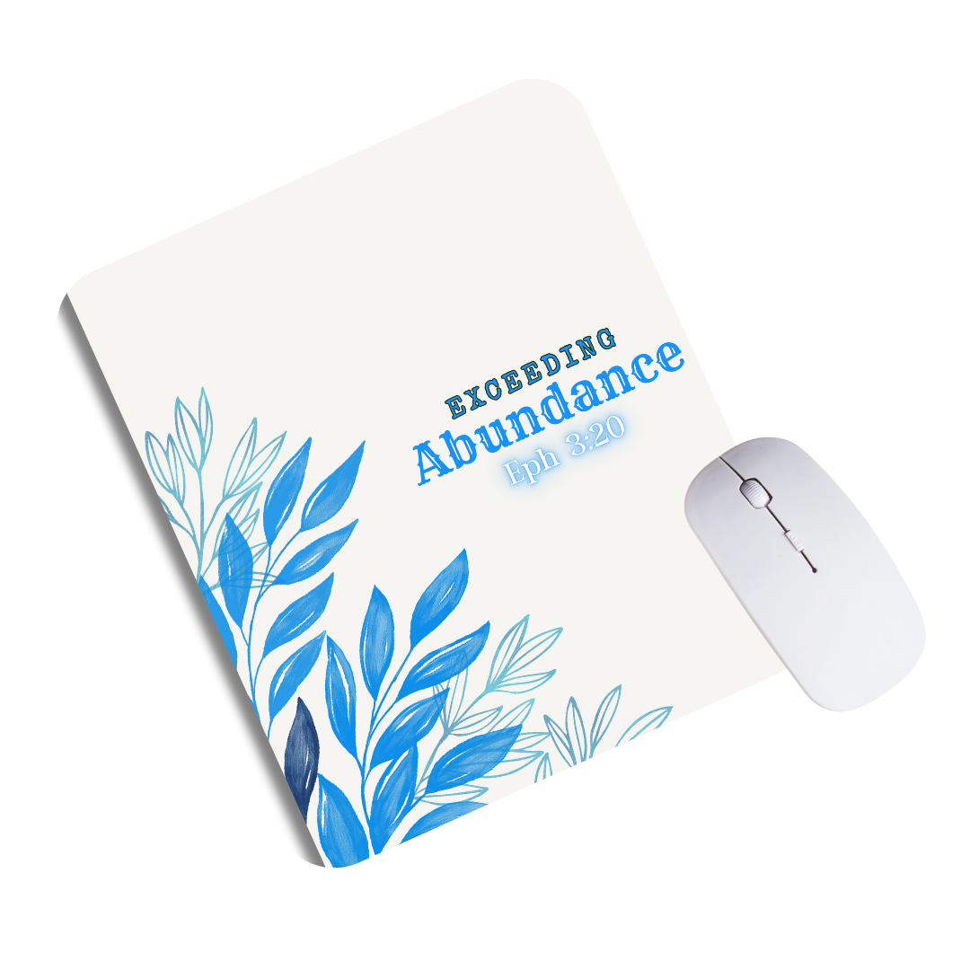 Eph 3:20 Mouse Pad Floral Blue Design