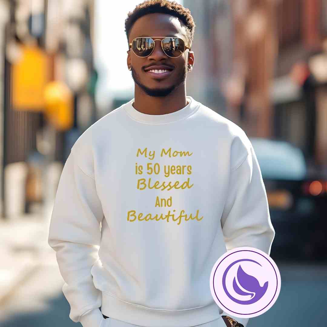 Mom is 50 Years Blessed Crewneck Sweatshirt
